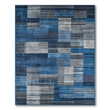 Distressed Navy Blue Patchwork Area Rug