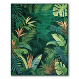 Lush Tropical Monstera Leaf Green Area Rug