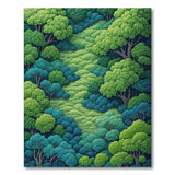 Washable Lush Green Forest Landscape Area Rug