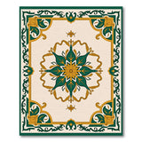 Ornate Green Gold Medallion Persian Rug
