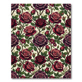 Burgundy Rose Thorns Floral Area Rug