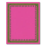 Vibrant Pink Rug with Ornate Palm Frond Border