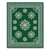 Emerald Green Snowflake Area Rug with Ornate Border