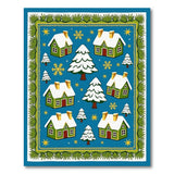 Whimsical Christmas Village Snowy Cottages Rug