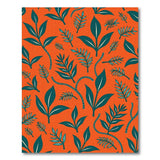 Vibrant Orange Leaf and Fern Pattern Area Rug