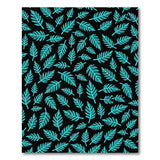 Teal Leaf Pattern Black Area Rug