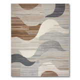 Abstract Wave Layers Beige Area Rug