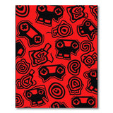 Bold Red Gaming Controller Skull Doodle Rug