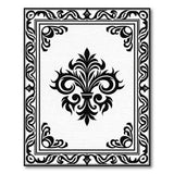 Ornate Black White Damask Area Rug