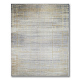 Geometric Grey Area Rug with Gold Frames