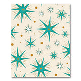 ODIKA Washable Mid-Century Modern Starburst Area Rug - Teal & Cream Low Pile