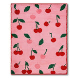 Pink Whimsical Cherry Print Pink Area Rug