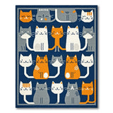 Playful Cartoon Cats Navy Area Rug
