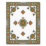 Ornate Olive Green Burnt Orange Persian Border Rug
