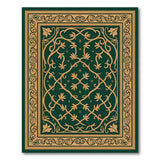 Ornate Green Persian Rug with Gold Vines