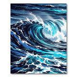 Curling Ocean Wave Blue Teal Area Rug
