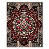 Red Pomegranate Persian Area Rug with Calligraphy
