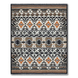 Southwestern Geometric Fringed Area Rug in Black Rust