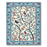 Blue Framed Persian Bird Blossom Rug