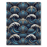 Navy Scallop Shell Wave Art Deco Rug