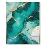Teal Gold Vein Abstract Marble Area Rug