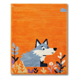 Cute Blue Fox Orange Kids Area Rug