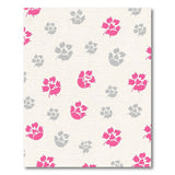 Playful Pink Grey Paw Print Area Rug