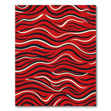 Red Vibrant Red Wavy Stripe Area Rug
