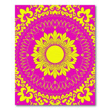 Vibrant Pink Yellow Floral Mandala Rug