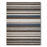 Modern Striped Area Rug in Grey Brown Blue
