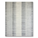 Textured Grey Vertical Stripe Area Rug