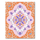 Vibrant Orange Purple Floral Medallion Rug