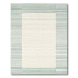 Teal Striped Border Area Rug with White Center