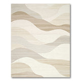 Beige and Neutral Beige Layered Wave Abstract Area Rug