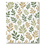 Scattered Green Leaves Pattern Area Rug
