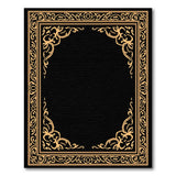 Ornate Gold Filigree Border Black Area Rug