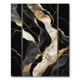 Black Gold Marble Vein Abstract Area Rug