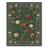 Emerald Green Peony Tree Persian Area Rug