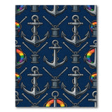 Navy Anchor Rainbow Lifebuoy Area Rug