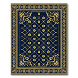 ODIKA Washable Navy & Gold Vintage Medallion Area Rug - Low Pile Non-Slip Traditional Carpet