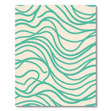 Blue and Teal Wavy Abstract Area Rug on Cream