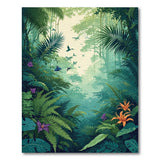 ODIKA Washable Tropical Jungle Rug - Low Pile Non-Slip Rainforest Botanical Area Rug