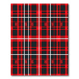 Bold Red Black Plaid Area Rug with Geometric Knots