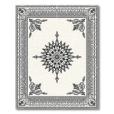 Traditional Persian Ornate Black White Mandala Persian Rug