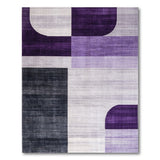 Purple Grey Curved Geometric Area Rug