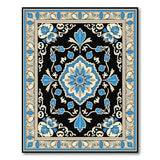 Intricate Blue Floral Persian Area Rug