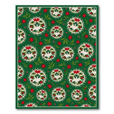 Vibrant Green Poinsettia Wreath Area Rug