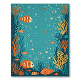 Playful Underwater Fish Coral Cartoon Rug