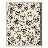 Vintage Black Skull Vine Pattern Area Rug