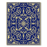 Elegant Navy Blue Gold Filigree Area Rug
